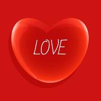 illustratie met een rood Valentijn hart met tekst liefde. vector eps10