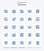creatief ecommerce 25 blauw icoon pak zo net zo ontvangst. goedkoop. doos. rekening. boodschappen doen vector
