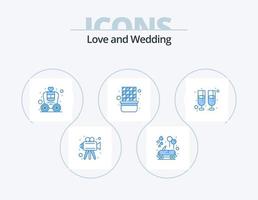 bruiloft blauw icoon pak 5 icoon ontwerp. drankje. tussendoortje. koerier. voedsel. bruiloft vector