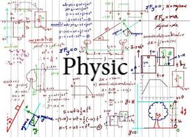 fysica formules getrokken door hand- Aan de achtergrond vector