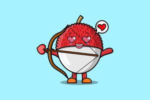 schattig tekenfilm karakter romantisch Cupido lychee vector