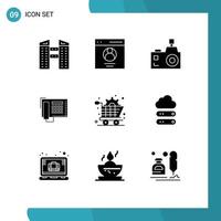 pictogram reeks van 9 gemakkelijk solide glyphs van handel telefoontje flash camera aantal telefoon bewerkbare vector ontwerp elementen