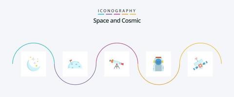 ruimte vlak 5 icoon pak inclusief ruimte. zoom. maan. visie. astronomie vector