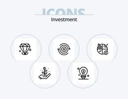 investering lijn icoon pak 5 icoon ontwerp. investering. geld. glas. investering. financiën vector