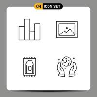 modern reeks van 4 gevulde lijn vlak kleuren en symbolen zo net zo bar bidden financiën beeld aarde besparing bewerkbare vector ontwerp elementen