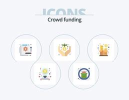 crowdfunding vlak icoon pak 5 icoon ontwerp. financiering. financiering. detail. bijdrage. informatie vector
