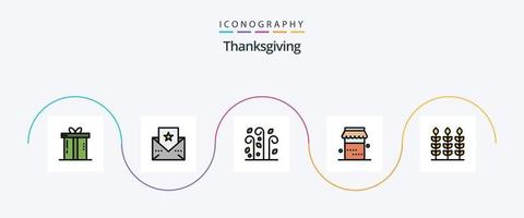bedankt geven lijn gevulde vlak 5 icoon pak inclusief geven. tarwe. blazen. dankzegging. jam vector