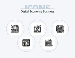 digitaal economie bedrijf lijn icoon pak 5 icoon ontwerp. taart. chatten. het dossier. besparing. dollar vector