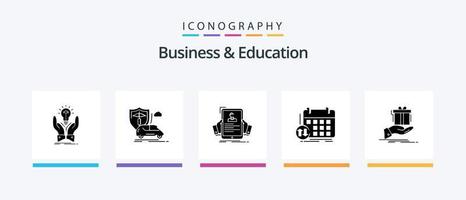 bedrijf en onderwijs glyph 5 icoon pak inclusief klassen. profiel. verzekering. uur medewerker. creatief pictogrammen ontwerp vector