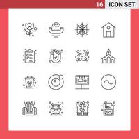 universeel icoon symbolen groep van 16 modern contouren van lijst tondeuse halloween klem huis bewerkbare vector ontwerp elementen