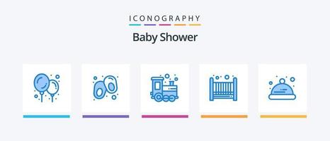 baby douche blauw 5 icoon pak inclusief . Speel tijd. peuter. baby. creatief pictogrammen ontwerp vector