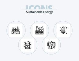 duurzame energie lijn icoon pak 5 icoon ontwerp. olie. elektrisch. groei. kan. energie spaarder vector