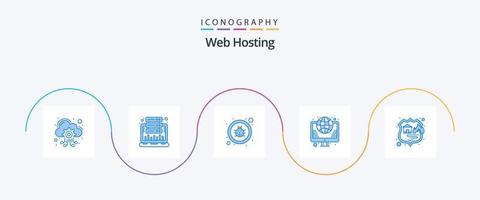 web hosting blauw 5 icoon pak inclusief web. internetten. web. hosten. virus vector