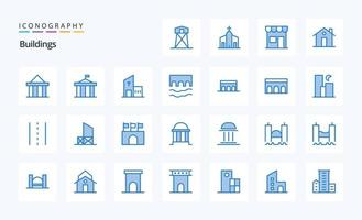 25 gebouwen blauw icoon pak vector