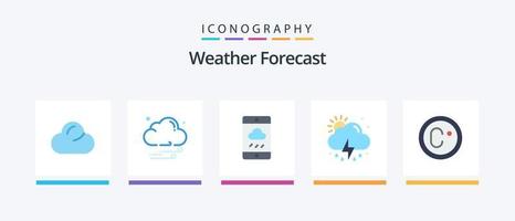 weer vlak 5 icoon pak inclusief . rang. het weer. klimaat. zon. creatief pictogrammen ontwerp vector