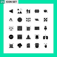universeel icoon symbolen groep van 25 modern solide glyphs van ladder onderwijs ijs room pet blad bewerkbare vector ontwerp elementen