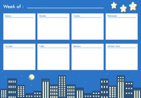 Night City Printable Weekly Calendar Gratis Vector