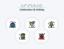 viering en vakantie lijn gevulde icoon pak 5 icoon ontwerp. Geschenk. evenement. buitenshuis. viering. geschenk vector