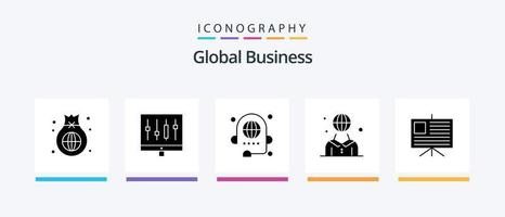 globaal bedrijf glyph 5 icoon pak inclusief Internationale. globaal. grafiek. globaal. conferentie. creatief pictogrammen ontwerp vector