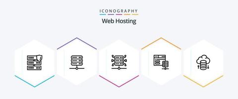 web hosting 25 lijn icoon pak inclusief hosting netwerk. wolk hosting . server. server vector