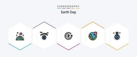 aarde dag 25 gevulde lijn icoon pak inclusief wereldbol. maan. aarde dag. wereld. aarde vector