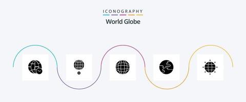 wereldbol glyph 5 icoon pak inclusief wereld. globaal. kroos. wereldwijd. aarde vector
