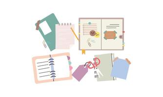 papier notitieboekjes, planners, dagboeken logo vector