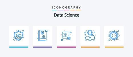 gegevens wetenschap blauw 5 icoon pak inclusief tandrad. herstel. databank. drijfveer. server. creatief pictogrammen ontwerp vector