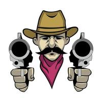 cowboy schieten met de geweer vector