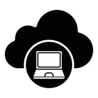 wolk, computergebruik, laptop icoon vector
