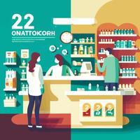 apotheker werken in een apotheek en ruimten voor tex vector