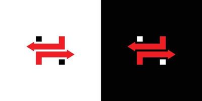 h brief 2 richting logo ontwerp is uniek en modern vector