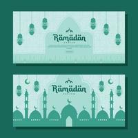 Ramadan horizontaal banier illustratie in vlak ontwerp vector