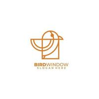 vogel lijn kunst logo met venster ontwerp sjabloon vector