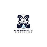 schattig panda logo met popcorn ontwerp illustratie vector