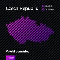 vector abstract kaart van Tsjechisch republiek met paars gestreept structuur en gestreept donker achtergrond