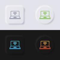 computer laptop knop icoon set, veelkleurig neumorfisme knop zacht ui ontwerp voor web ontwerp, toepassing ui en meer, knop, vector. vector