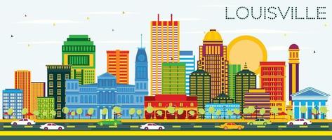Louisville Kentucky Verenigde Staten van Amerika stad horizon met kleur gebouwen en blauw lucht. vector