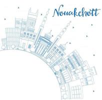 schets nouakchott mauritania stad horizon met blauw gebouwen en kopiëren ruimte. vector