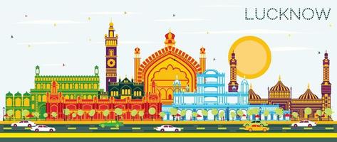 geluk nu Indië stad horizon met grijs gebouwen en blauw lucht. vector