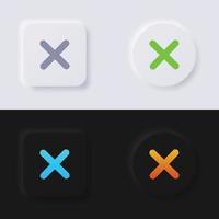 kruis icoon set, veelkleurig neumorfisme knop zacht ui ontwerp voor web ontwerp, toepassing ui en meer, knop, vector. vector