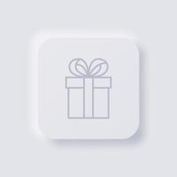 geschenk doos icoon, wit neumorfisme zacht ui ontwerp voor web ontwerp, toepassing ui en meer, knop, vector. vector