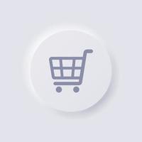 boodschappen doen kar icoon, wit neumorfisme zacht ui ontwerp voor web ontwerp, toepassing ui en meer, knop, vector. vector