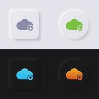 wolk icoon met plus symbool, veelkleurig neumorfisme knop zacht ui ontwerp voor web ontwerp, toepassing ui en meer, icoon set, knop, vector. vector