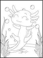 axolotl kleur Pagina's voor kinderen vector