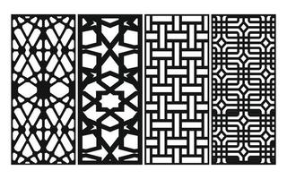 zwart patronen met wit achtergrond, Islamitisch vectoren met bloemen panelen voor cnc laser snijdend