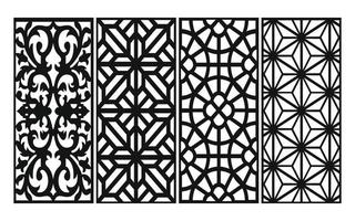 zwart patronen met wit achtergrond, Islamitisch vectoren met bloemen panelen voor cnc laser snijdend