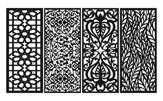 zwart patronen met wit achtergrond, Islamitisch vectoren met bloemen panelen voor cnc laser snijdend