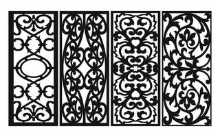 zwart patronen met wit achtergrond, Islamitisch vectoren met bloemen panelen voor cnc laser snijdend