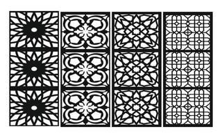 zwart patronen met wit achtergrond, Islamitisch vectoren met bloemen panelen voor cnc laser snijdend